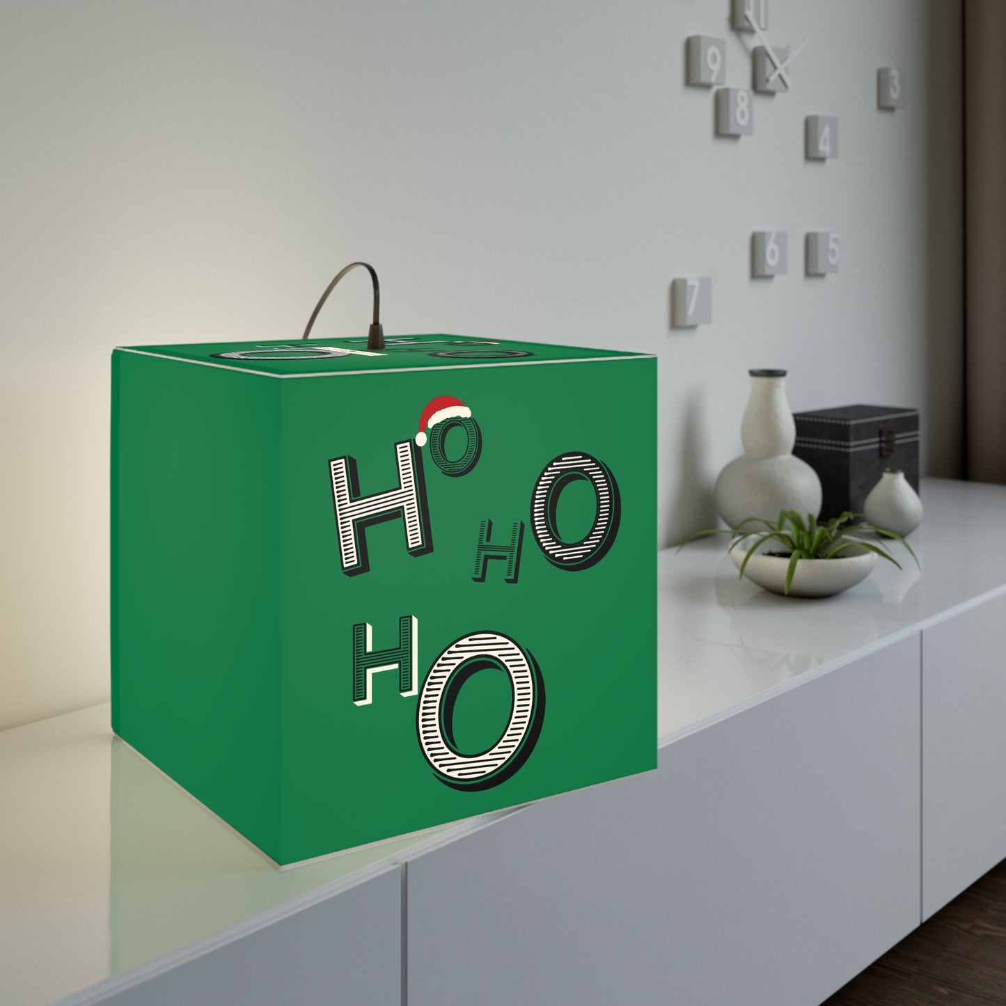 Jolly Santa HoHoHo Green Cube Lamp