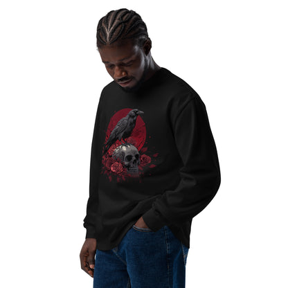 Raven & Skull Heavyweight Long Sleeve Shirt – Unisex Gothic Halloween Apparel