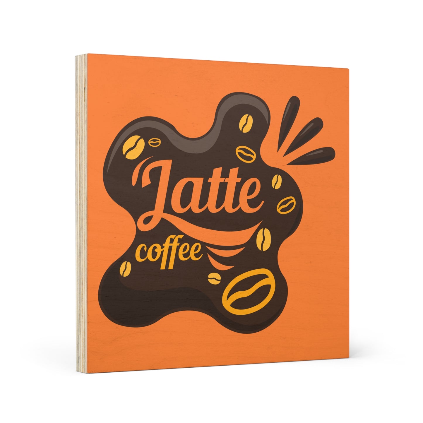 Caffeine-Infused Latte Wood Canvas