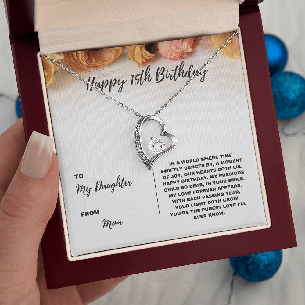 Happy 15th Birthday Jewelry Gift for Daughter from Mom | Heartfelt Birthday Keepsake for Teens