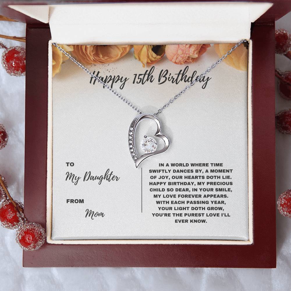 Happy 15th Birthday Jewelry Gift for Daughter from Mom | Heartfelt Birthday Keepsake for Teens