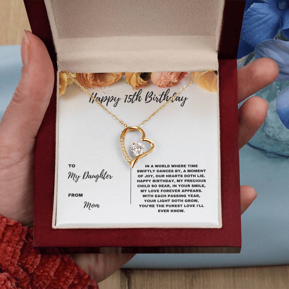 Happy 15th Birthday Jewelry Gift for Daughter from Mom | Heartfelt Birthday Keepsake for Teens