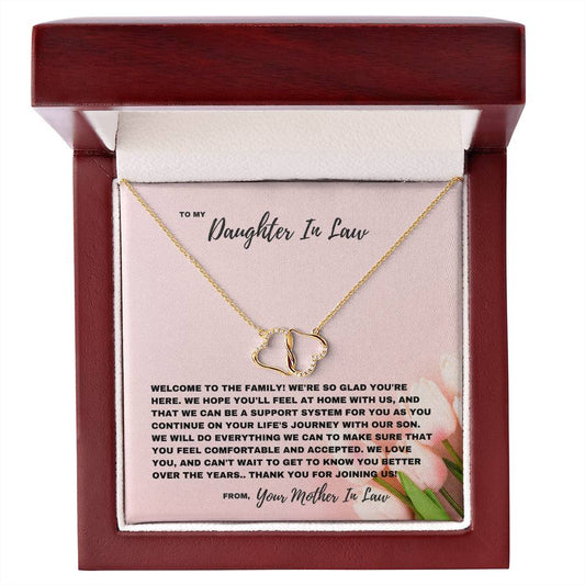 Solid 10k Gold Everlasting Love Necklace For Daughter In Law- Welcome To The Family Jewelry Gift