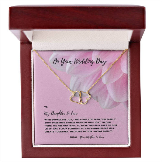 So Grateful To Have You, Wedding Day Gift To My Daughter In Law- 10K Solid Gold Everlasting Love Necklace