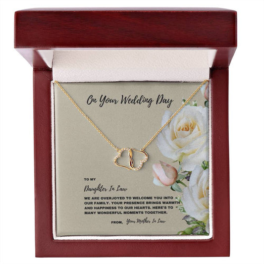 Joyous Welcome To The Family Jewelry Gift For Daughter In Law- 10k Solid Gold Everlasting Love Necklace