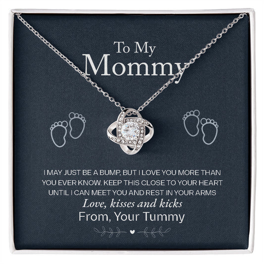 Collier cadeau Bump to Mommy | L'amour et les bisous d'un ventre - Collier nœud d'amour