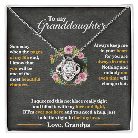 My Precious Granddaughter, Hold This Tight To Feel My Love - Love Knot Necklace