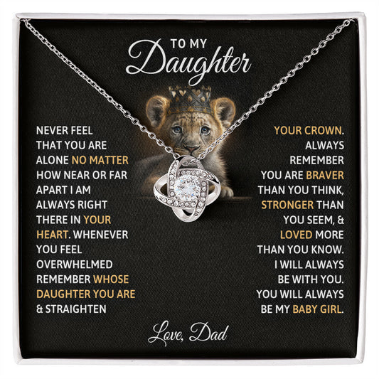 Crown of Strength Necklace Gift from Dad to Daughter | A Father’s Guiding Love |You Will Always Be My Baby Girl - Love Knot Necklace