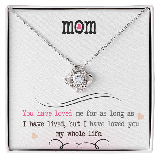 Un collar con el mensaje "Un regalo de amor para toda la vida" para mamá | Un homenaje sincero para un niño | Te he amado toda mi vida - Collar con nudo de amor