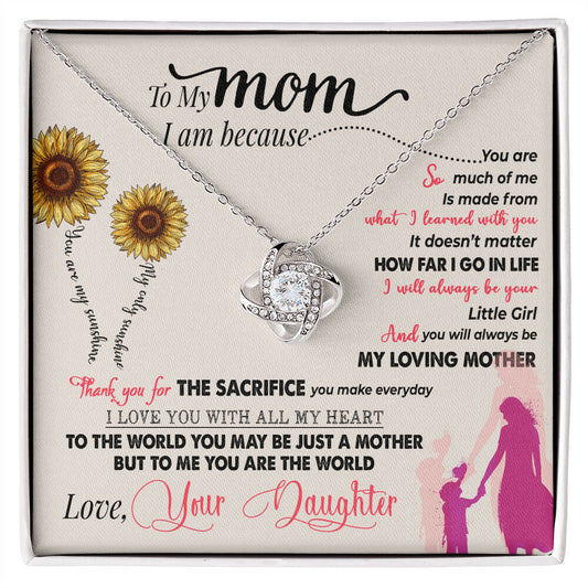 Sacrifice and Love Necklace Gift for Mom from Daughter | A Daughter’s Heartfelt Tribute - Love Knot Necklace