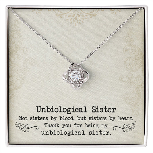 Heartfelt Unbiological Sister Necklace | A Bond Beyond Blood | Sisters By Heart - Love Knot Necklace