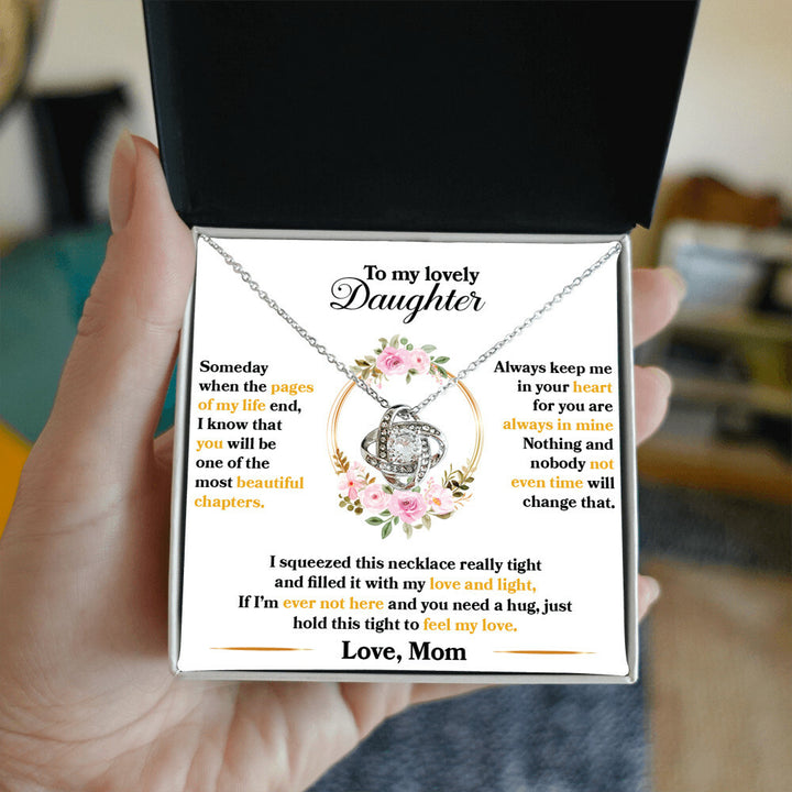 Beautiful Chapter Necklace Gift For Daughter, Hold This Tight To Feel My Love - Love Knot Necklace