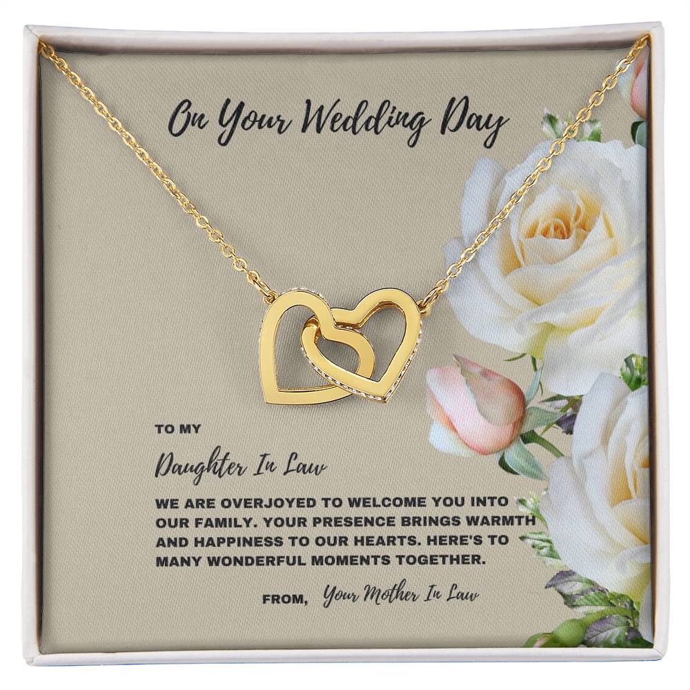 Here's To Many Wonderful Moments Together- Interlocking Hearts Necklace Welcome Gift For Daughter In Law