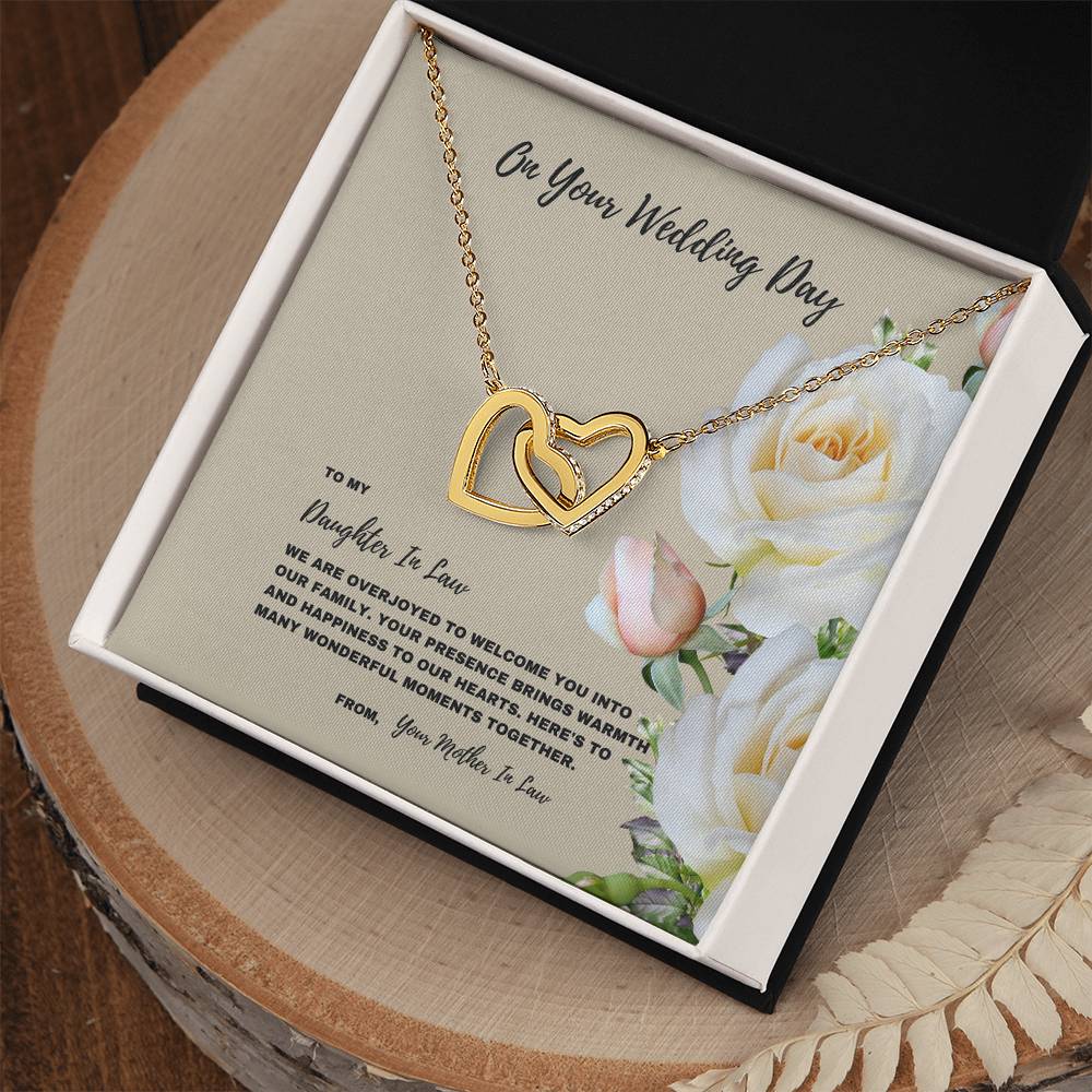 Here's To Many Wonderful Moments Together- Interlocking Hearts Necklace Welcome Gift For Daughter In Law