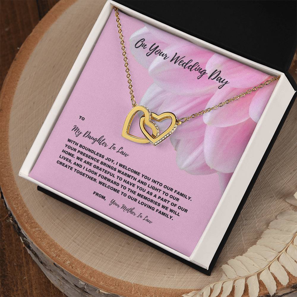 Warm and Loving Welcome Necklace for Daughter-In-Law | Interlocking Hearts Necklace