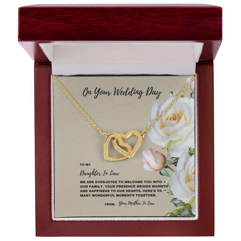 Here's To Many Wonderful Moments Together- Interlocking Hearts Necklace Welcome Gift For Daughter In Law