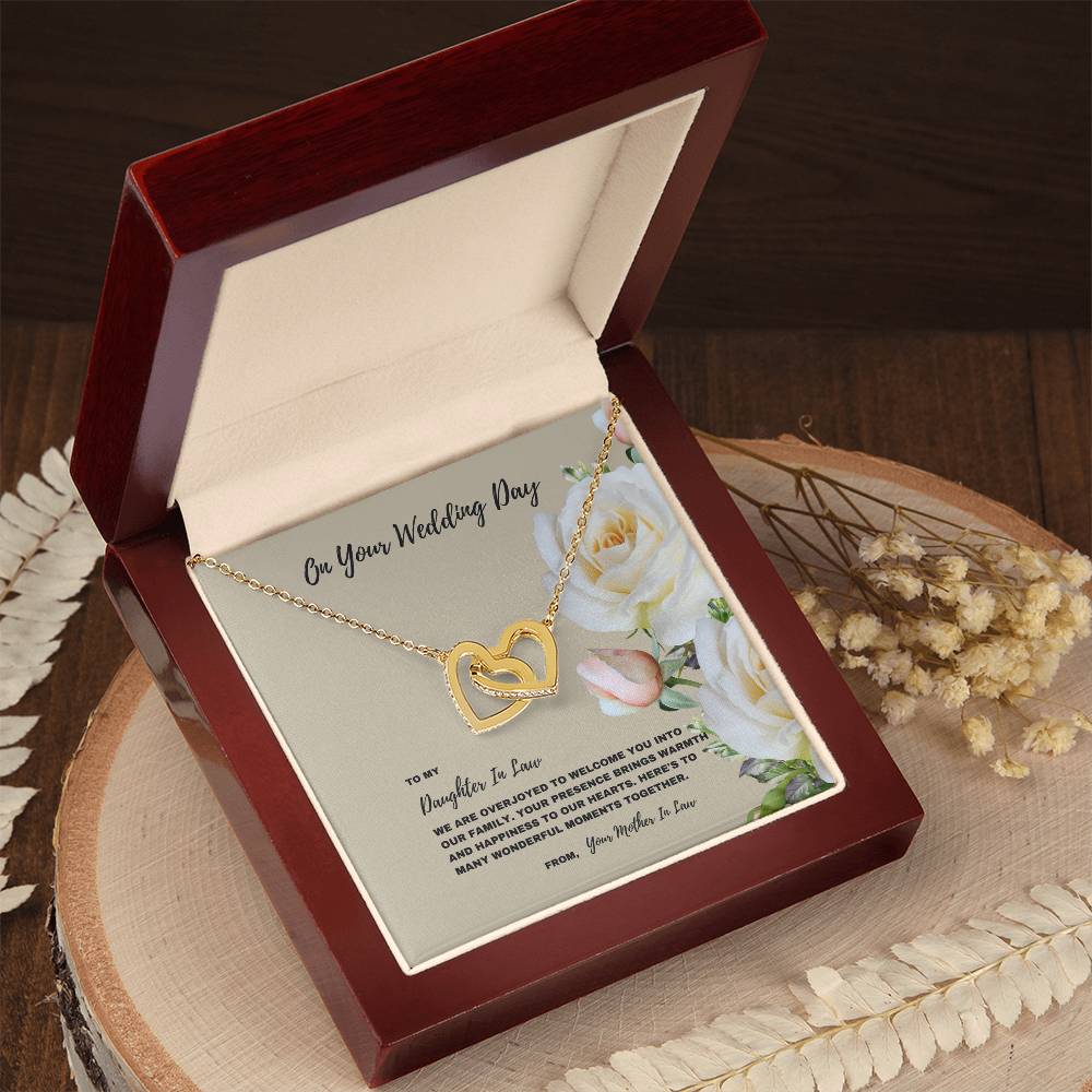 Here's To Many Wonderful Moments Together- Interlocking Hearts Necklace Welcome Gift For Daughter In Law