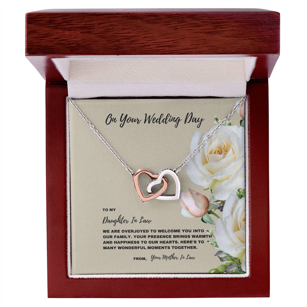 Here's To Many Wonderful Moments Together- Interlocking Hearts Necklace Welcome Gift For Daughter In Law