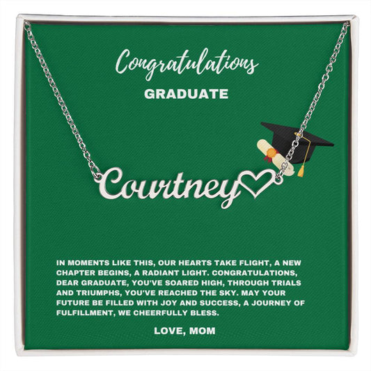 Radiant Light Graduation Necklace | A Journey of Triumph and Success | A New Chapter Begins- Name Necklace With Heart