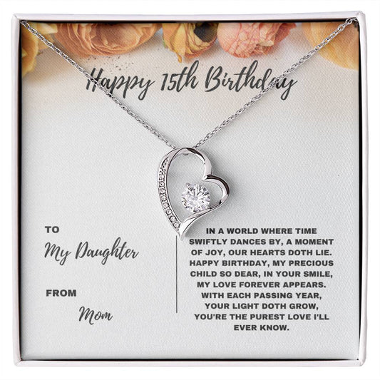 Happy 15th Birthday Jewelry Gift for Daughter from Mom | Heartfelt Birthday Keepsake for Teens