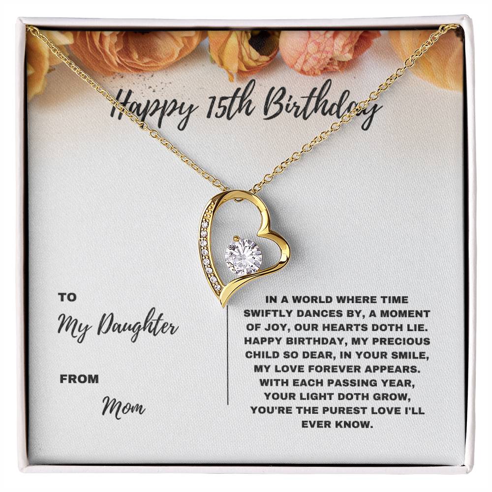 Happy 15th Birthday Jewelry Gift for Daughter from Mom | Heartfelt Birthday Keepsake for Teens