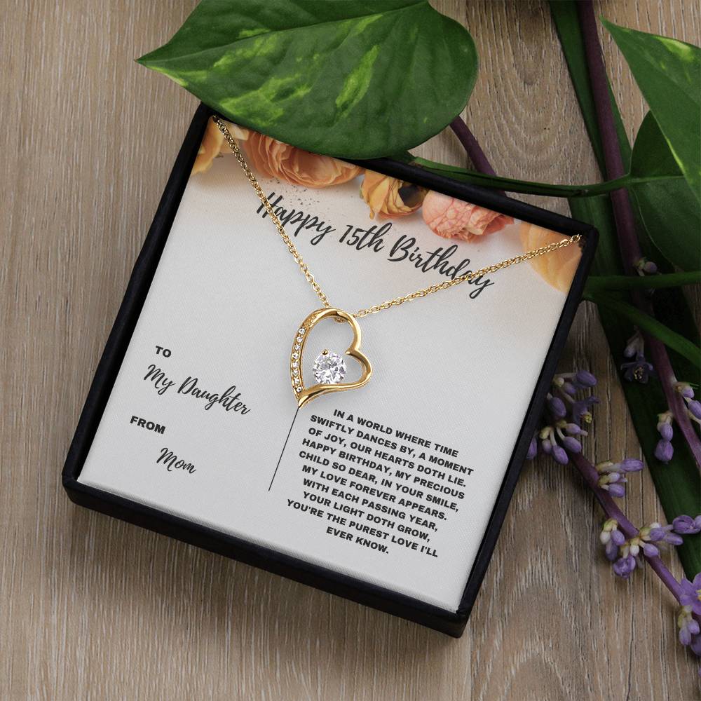 Happy 15th Birthday Jewelry Gift for Daughter from Mom | Heartfelt Birthday Keepsake for Teens