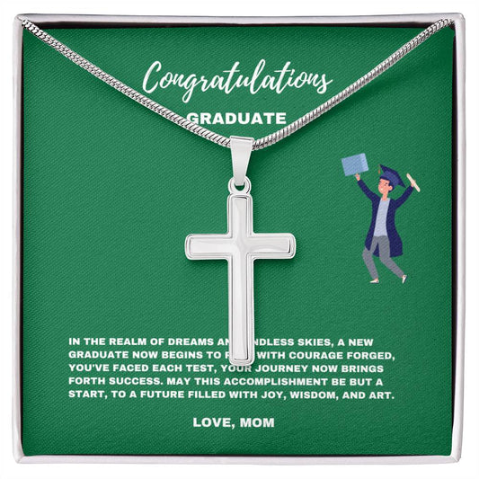 Endless Skies Graduation Necklace | A New Graduate Now Begins To Rise- Steel Cross Necklace