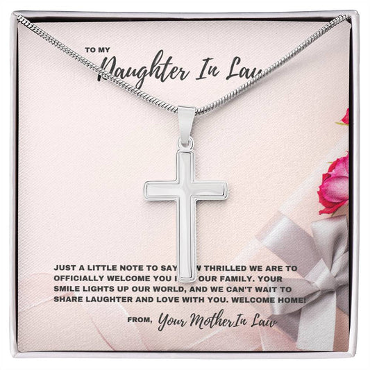 Sharing Laughter And Love With You - Stainless Steel Cross Necklace For New Daughter In Law