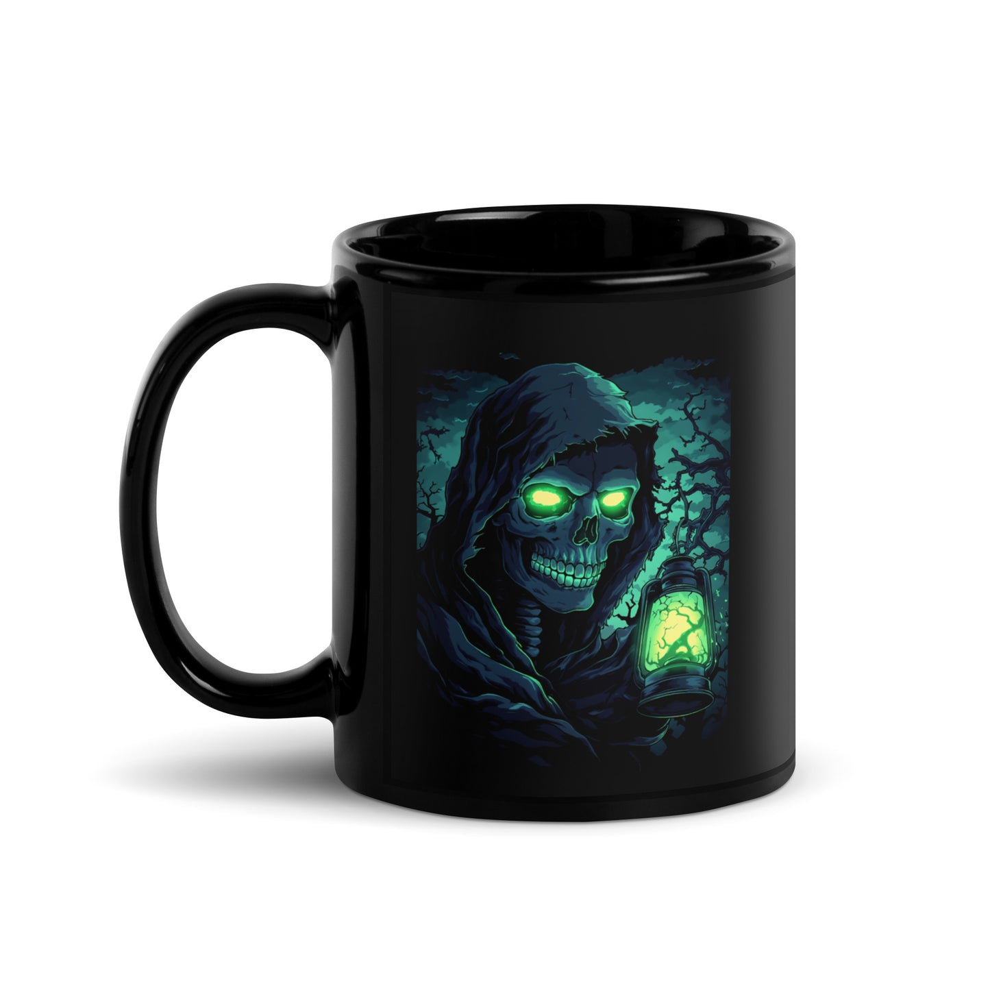 Glow Lantern Reaper Halloween Mug – 11oz & 15oz Black Glossy Mug