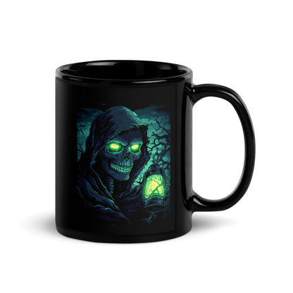 Glow Lantern Reaper Halloween Mug – 11oz & 15oz Black Glossy Mug