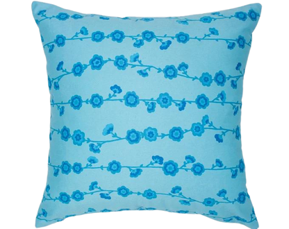 Light Blue Floral 16x16 Decorative Throw Pillow Cover - Modern Home and Living Room Throw Cushion Cover