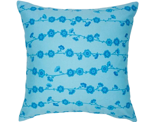 Light Blue Floral 16x16 Decorative Throw Pillow Cover - Modern Home and Living Room Throw Cushion Cover