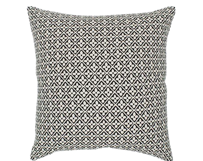 Black and White Floral 16x16 Contemporary Throw Pillow Cover - Perfect Housewarming or Holiday Gift