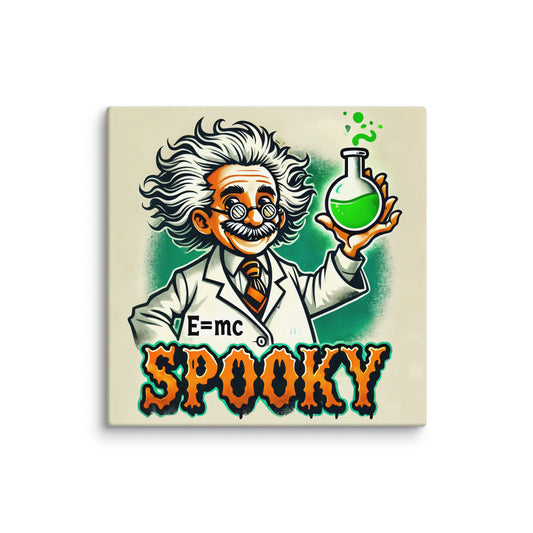 “E=mc Spooky” Scientist Canvas Wall Art – Fun Halloween Decor