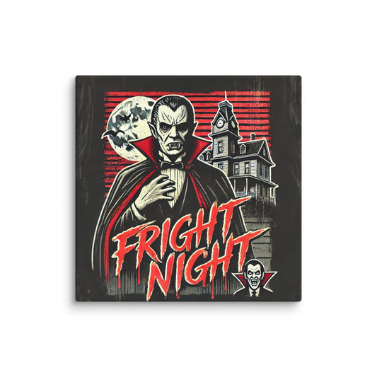 “Fright Night” Dracula Canvas Wall Art – Spooky Vintage Halloween Decor