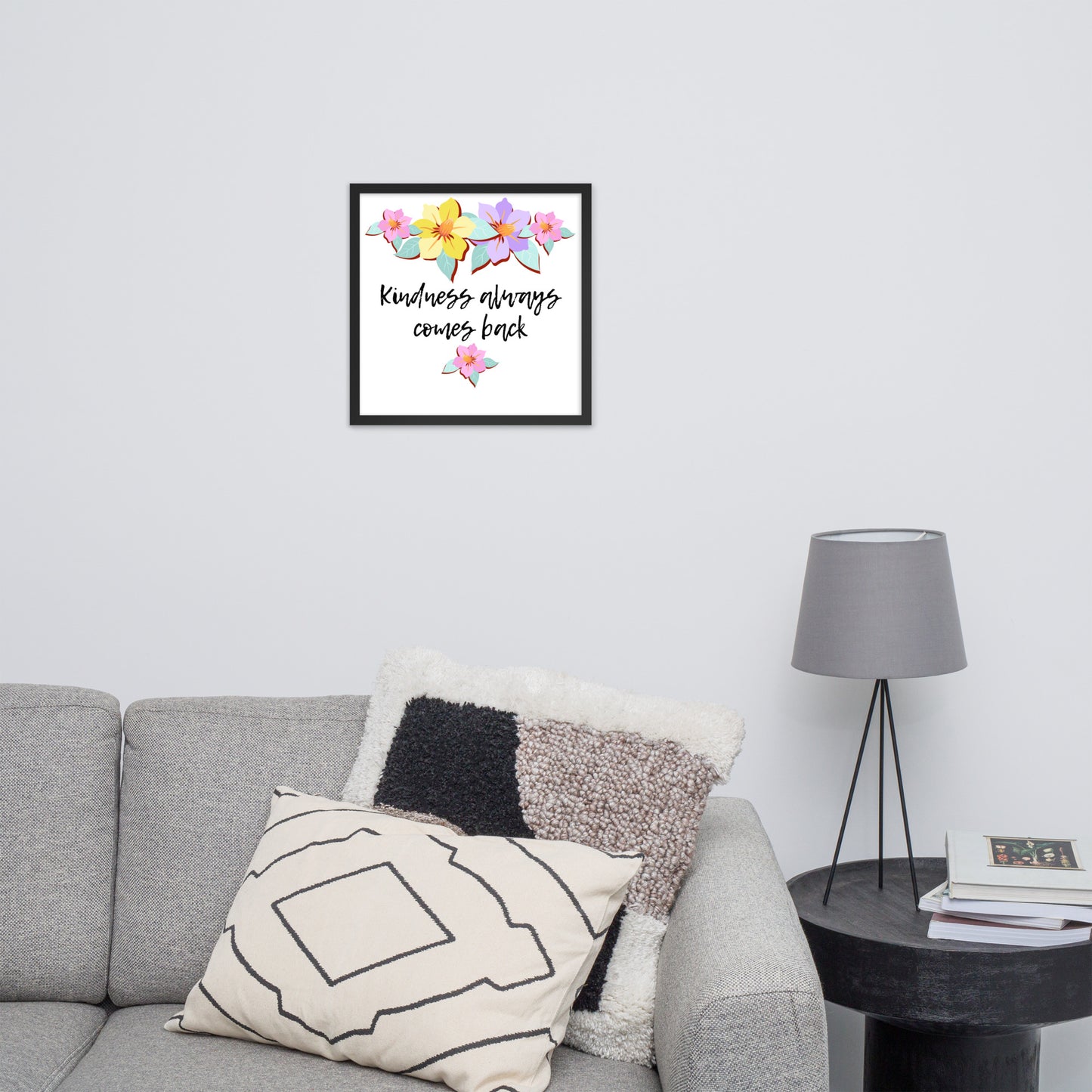 Cultivating Kindness: Floral Motif Framed Poster