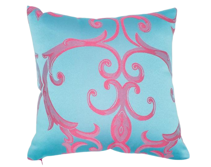 Blue and Pink Fancy Satin 16x16 Pillow Cover - Decorative Cushion for Living Room and Bedroom Decor