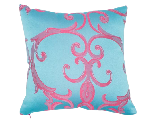 Blue and Pink Fancy Satin 16x16 Pillow Cover - Decorative Cushion for Living Room and Bedroom Decor