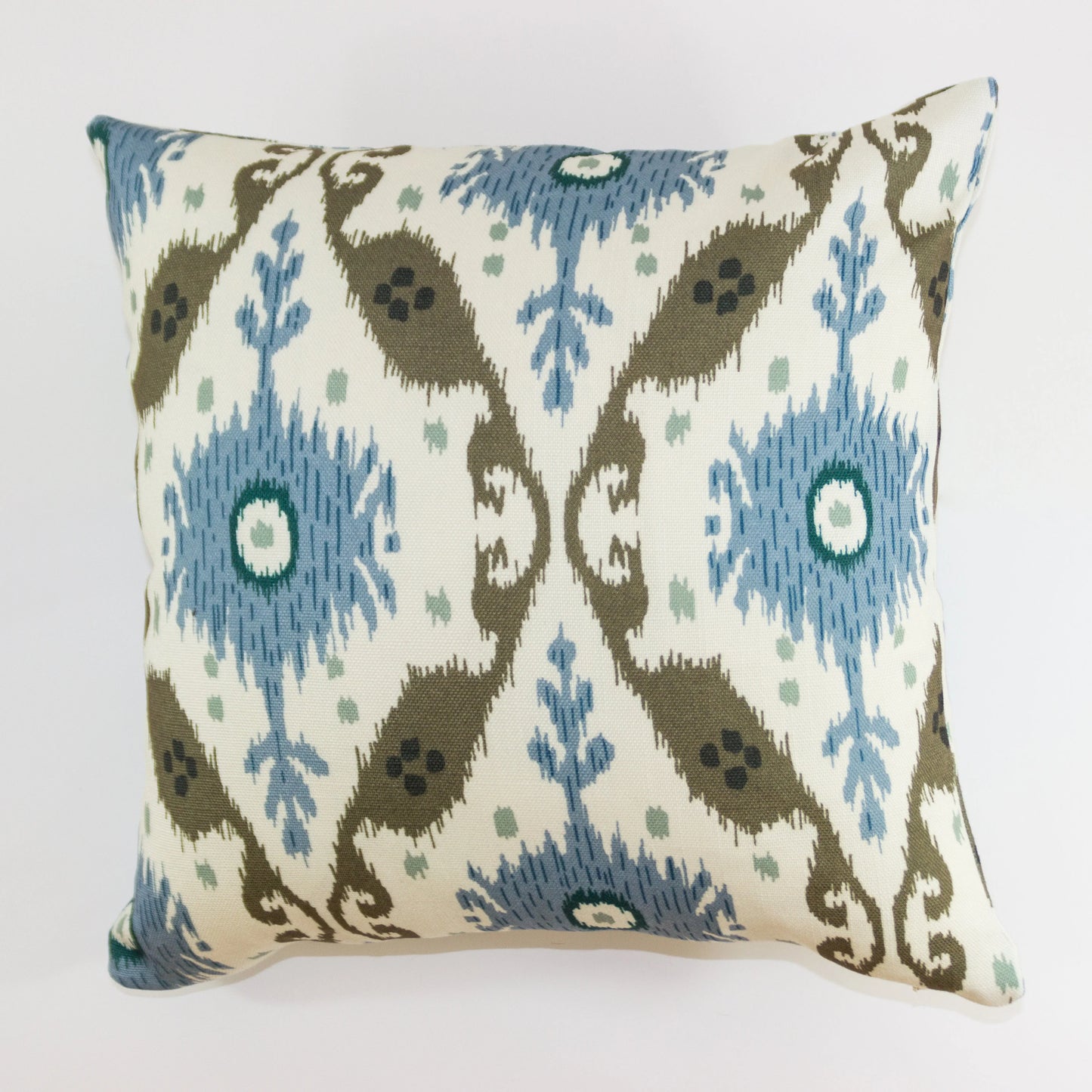 Blue and Beige Abstract 16x16 Bohemian Throw Pillow Cover - Decorative Accent Cushion for Sofa, Couch, and Bed