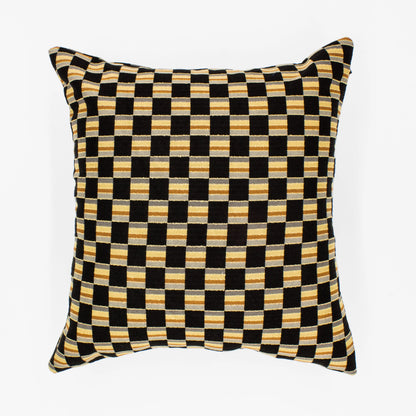 Black and Gold Geometric 16x16 Cotton Throw Pillow Cover - Farmhouse Decor for Living Room, Bedroom, and Office