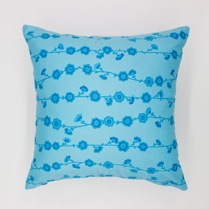 Light Blue Floral 16x16 Decorative Throw Pillow Cover - Modern Home and Living Room Throw Cushion Cover