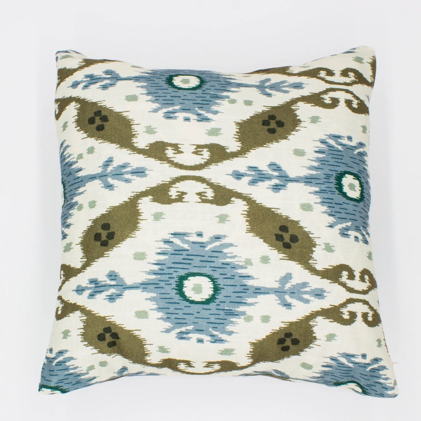 Blue and Beige Abstract 16x16 Bohemian Throw Pillow Cover - Decorative Accent Cushion for Sofa, Couch, and Bed