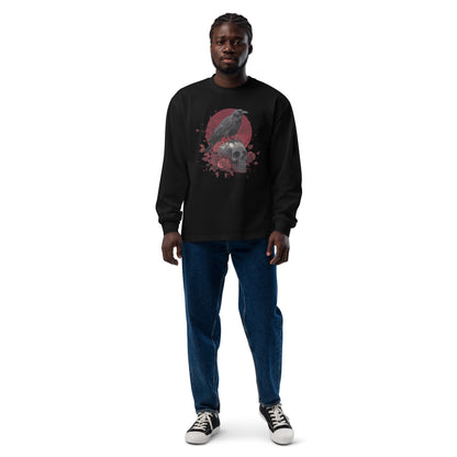 Raven & Skull Heavyweight Long Sleeve Shirt – Unisex Gothic Halloween Apparel