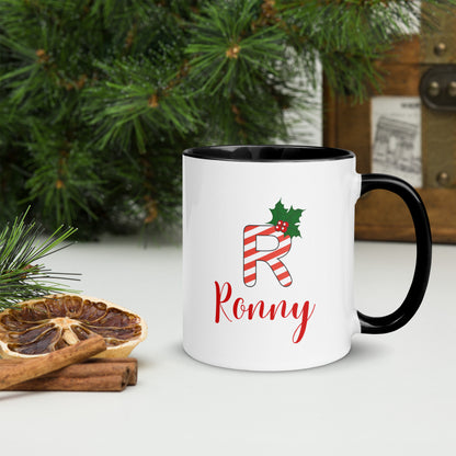 Festive R: Personalized Christmas Coffee Mug for Ronny