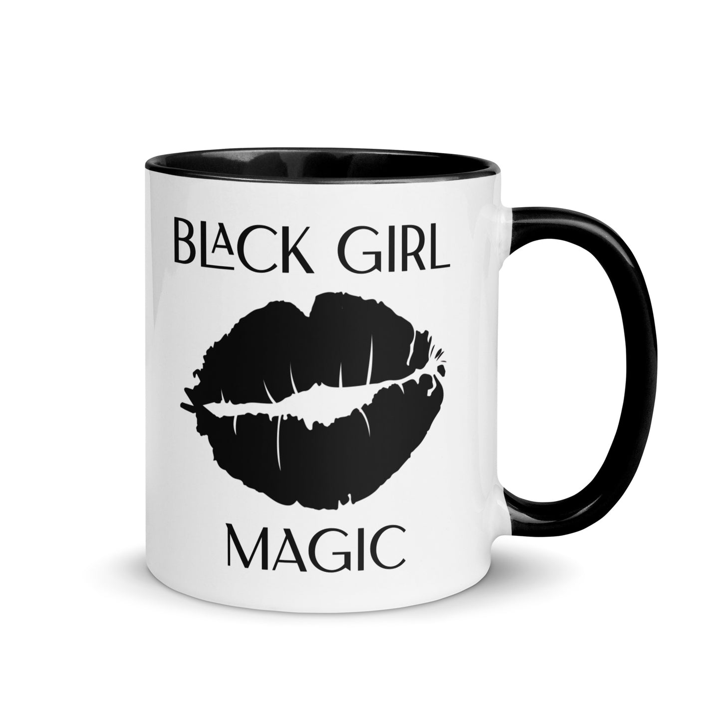 Tasse à café avec motif de baiser magique de fille noire