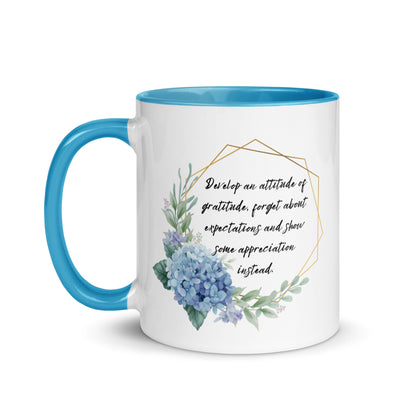 Taza de café con agradecimiento por las expectativas