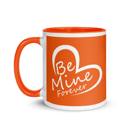 Taza de café con flores de amor naranja "Be Mine Forever"