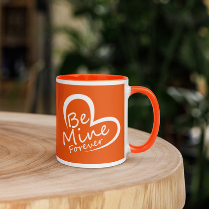 Taza de café con flores de amor naranja "Be Mine Forever"