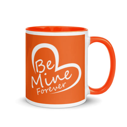 Taza de café con flores de amor naranja "Be Mine Forever"