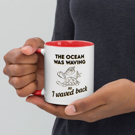 Salutations au bord de la mer : tasse à café à motif de vagues